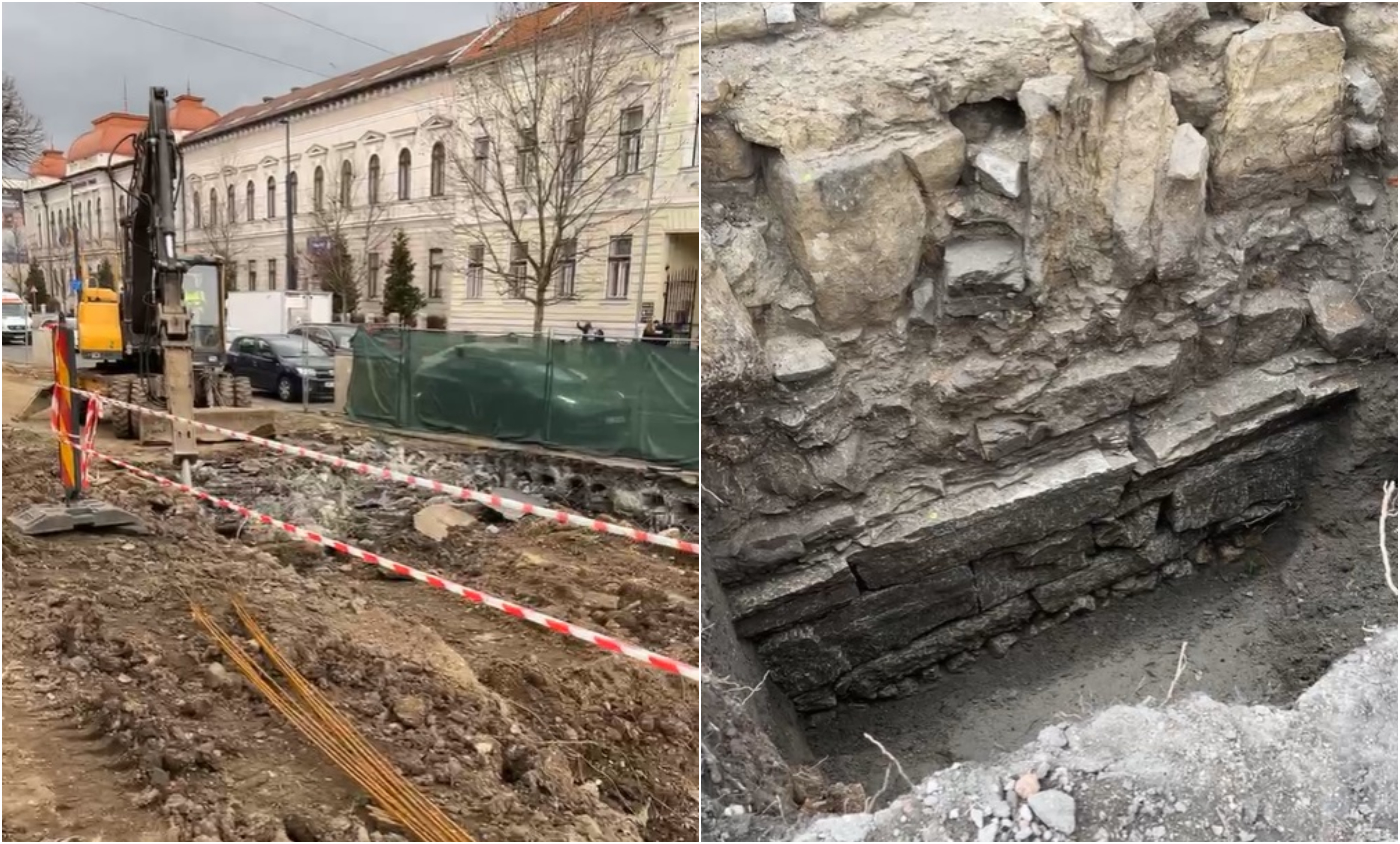 Un zid roman a fost descoperit la 4 metri adâncime, în Cluj-Napoca, pe șantierul unui viitor parc. "Avem istoria sub ochii noștri"