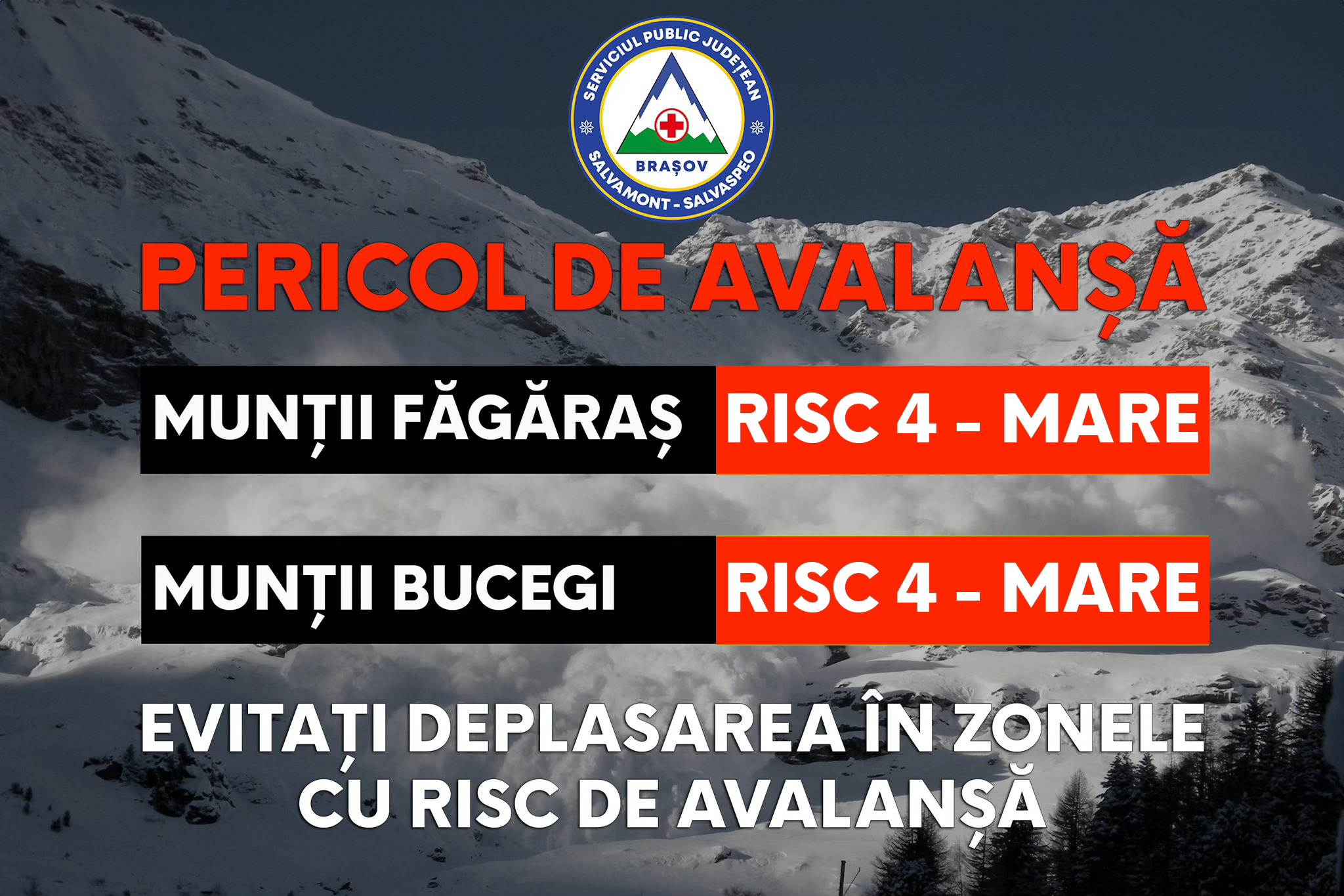 Risc mare de avalanşe, evaluat la gradul 4, în Munţii Bucegi şi Făgăraş. Recomandările salvamontiştilor