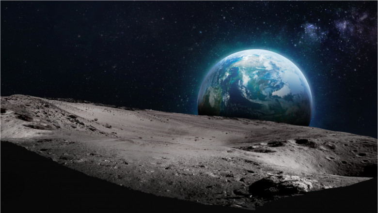 Pământul văzut de pe suprafața Lunii