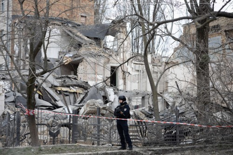 At least nine people injured following morning rocket attack on Kyiv, Ukraine - 25 Mar 2024