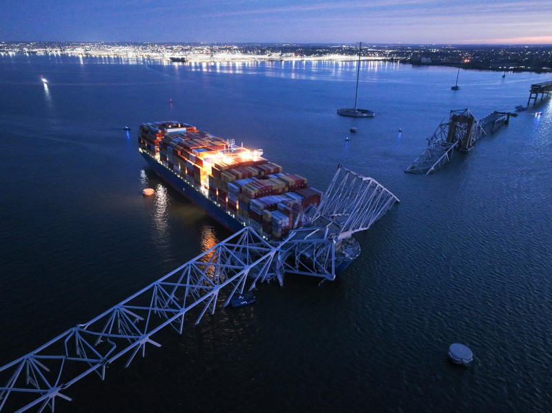 Francis Scott Key Bridge in US collapses after cargo ship collision