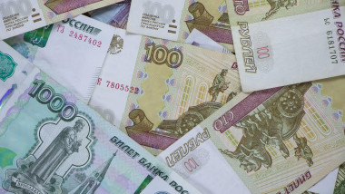 Paper banknotes Russian Rubles. Rubles is the national currency of Russia. bank of Russia The Russian ruble background. A thousand rubles close-up. Fa