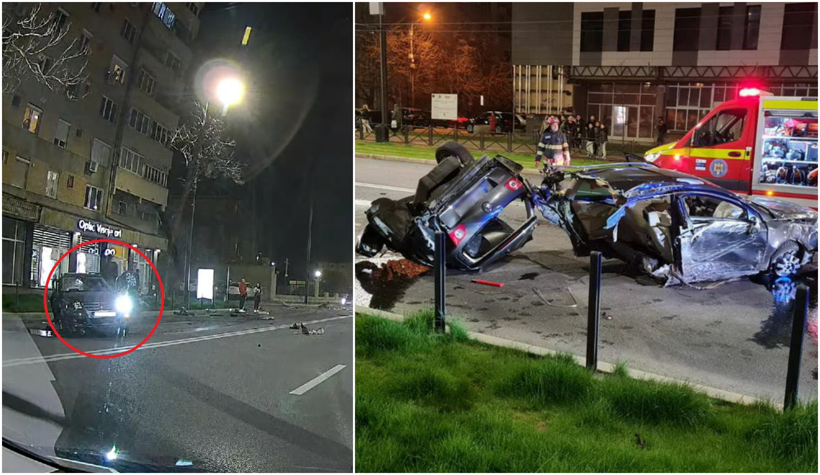 Cum a scăpat cu viață un tânăr din Oradea, după ce mașina lui a fost tăiată, la propriu, în două. Momentul în care iese din autoturism