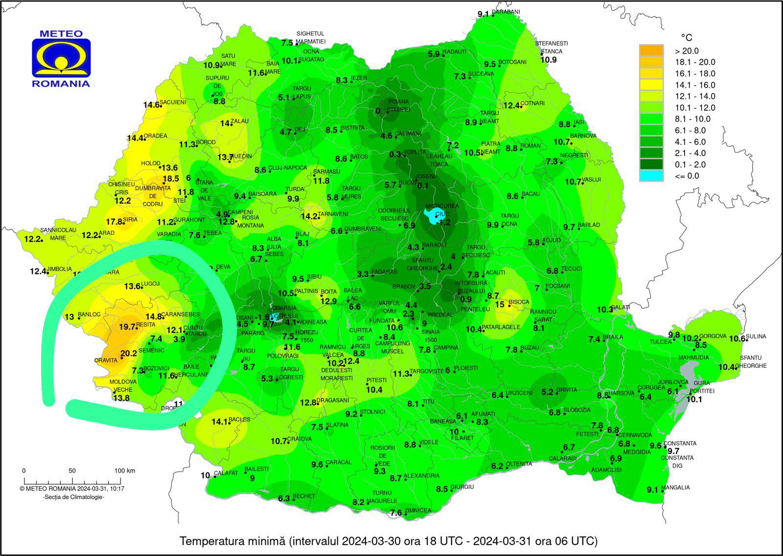 Cel mai călduros sfârșit de martie din ultimii 77 de ani. A fost o noapte „tropicală” în unele zone din țară – 20,2 grade la Oravița