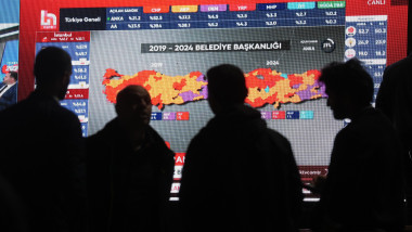 Citizens follow the live results of Turkish local elections in Ankara
