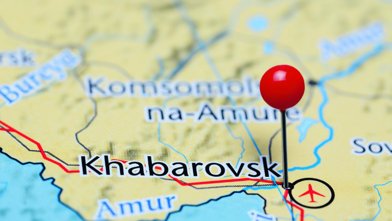Khabarovsk pinned on a map of Russia