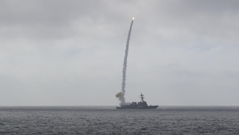 PACIFIC OCEAN (Jan. 23, 2024) The Arleigh Burke-class guided-missile destroyer USS Michael Murphy (DDG 112) fires an SM-2 Block III missile during a live-fire exercise, Jan. 23, 2024. Michael Murphy is assigned to Abraham Lincoln Carrier Strike Group and