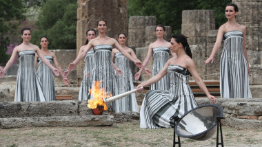 (SP)GREECE ANCIENT OLYMPIA PARIS 2024 FLAME LIGHTING CEREMONY