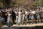 Rehearsal of the flame lighting ceremony for the Paris Olympics in Ancient Olympia