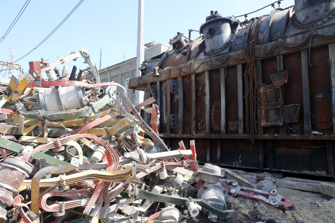 Repairing energy facilities in Kharkiv, Ukraine - 10 Apr 2024