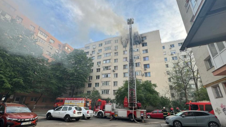 pompierii intervin la un incendiu izbucnit intr-un bloc din bucuresti