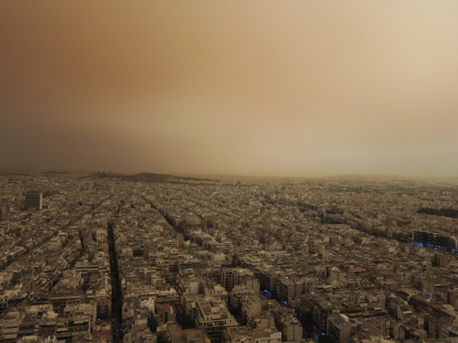 A wave of Sahara dust covers the Greek capital, Athens, Greece - 23 Apr 2024