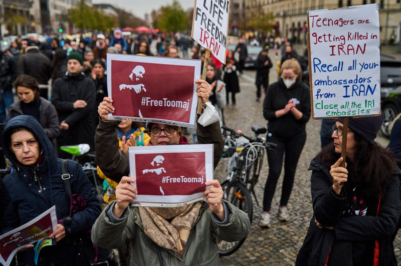 Protest against the arrest Iranian rapper Toomaj Salehi, berlin, berlin, germany - 04 Nov 2022