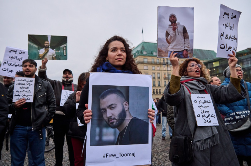 Protest against the arrest Iranian rapper Toomaj Salehi, berlin, berlin, germany - 04 Nov 2022