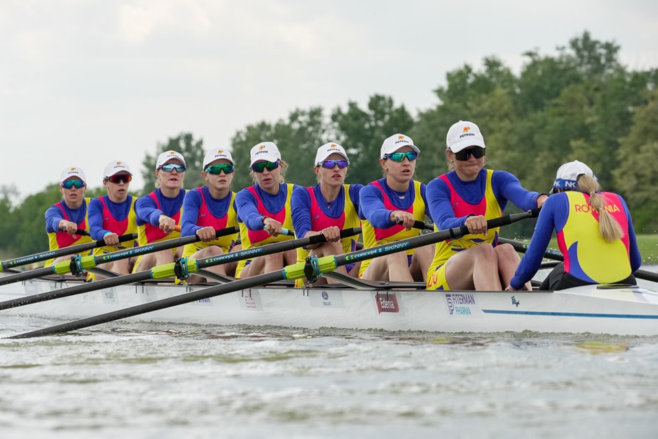 Echipajul feminim 8+1 al României a câștigat aurul la Campionatele Europene de canotaj de la Szeged