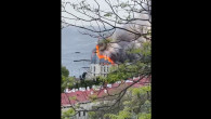 Clădire în flăcări în Odesa