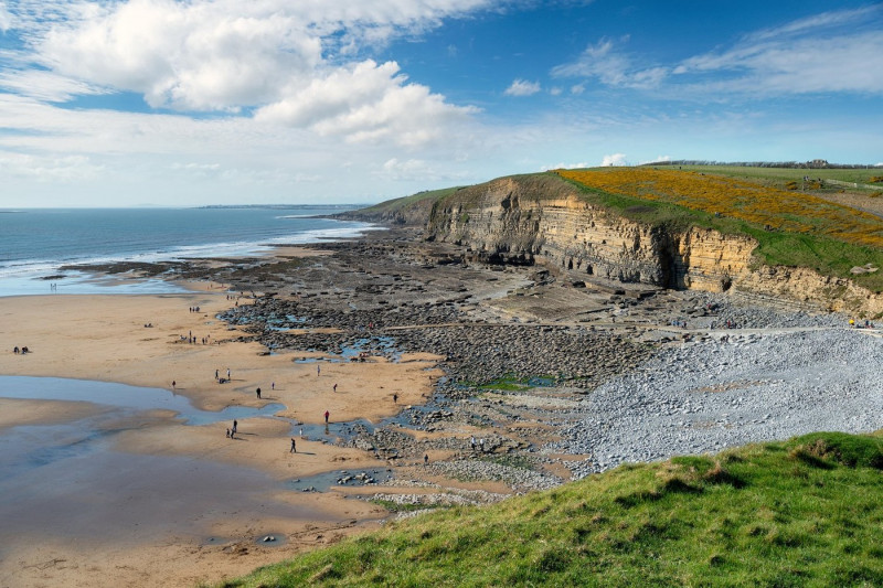 The beach at Dunraven bay at Southerndown on the south coast of Wales
