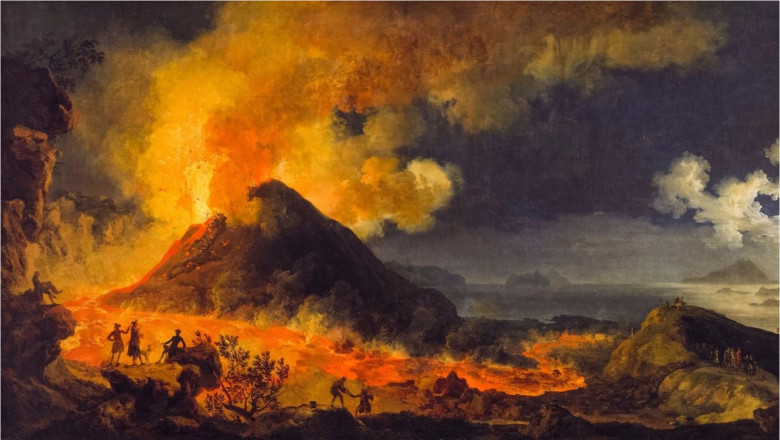 pictură cu erupția Vezuviului