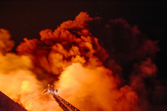 Fire After Shahed's Attack, Kharkiv, Ukraine - 04 May 2024