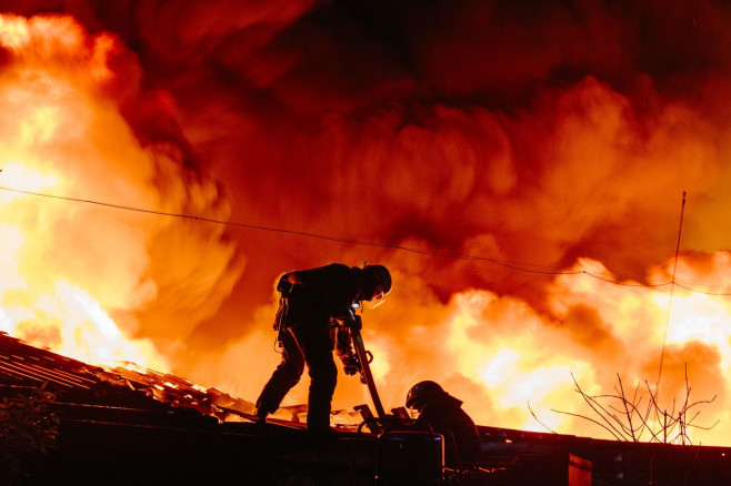 Fire After Shahed's Attack, Kharkiv, Ukraine - 04 May 2024