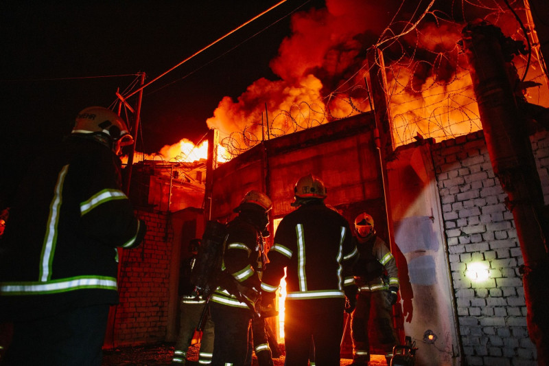 Fire After Shahed's Attack, Kharkiv, Ukraine - 04 May 2024