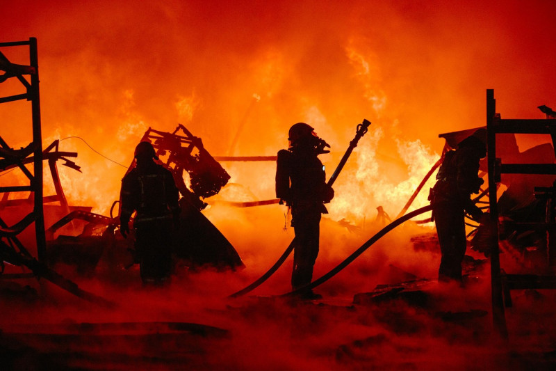 Fire After Shahed's Attack, Kharkiv, Ukraine - 04 May 2024