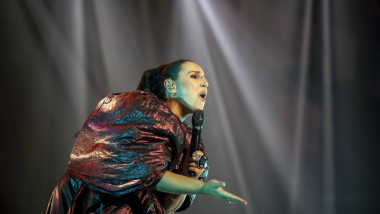 Wien, Österreich. 21. Februar 2024. Jamala, Gewinnerin des Eurovision Song Contest 2016, beim Solidaritätskonzert United