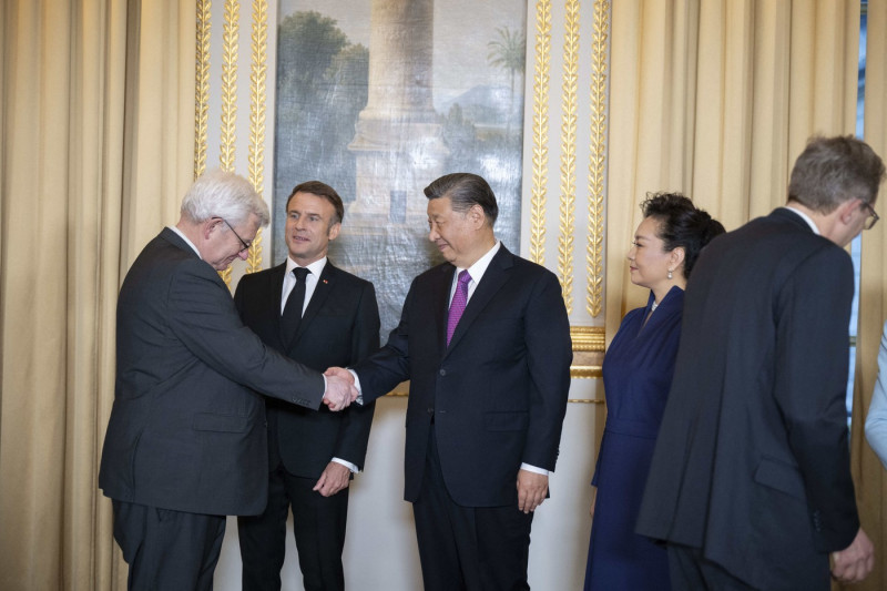 France's President Emmanuel Macron, Chinese President Xi Jinping during presentations ahead of an official state dinner, Paris - 06 May 2024