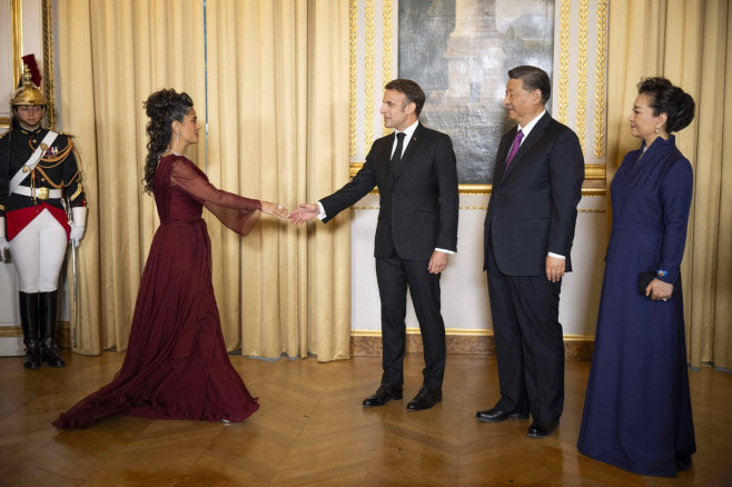 France's President Emmanuel Macron, Chinese President Xi Jinping during presentations ahead of an official state dinner, Paris - 06 May 2024