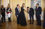 France's President Emmanuel Macron, Chinese President Xi Jinping during presentations ahead of an official state dinner