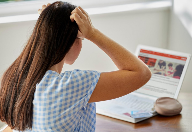 Woman banking online