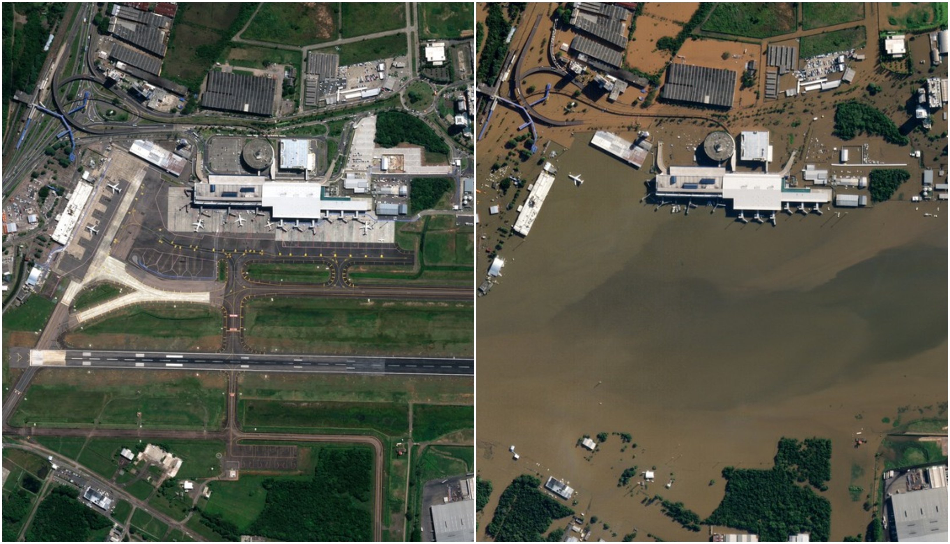 Înainte și după: Imaginile din satelit arată dezastrul lăsat în urmă de inundațiile devastatoare din Brazilia