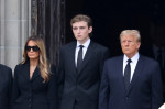 The Trump family arrives for Melania's mother Amalija Knavs' funeral at Bethesda-by-the-Sea Church in Palm Beach, FL.