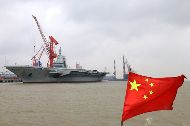 CHINA SHANGHAI AIRCRAFT CARRIER FUJIAN MAIDEN SEA TRIALS DEPARTURE (CN)