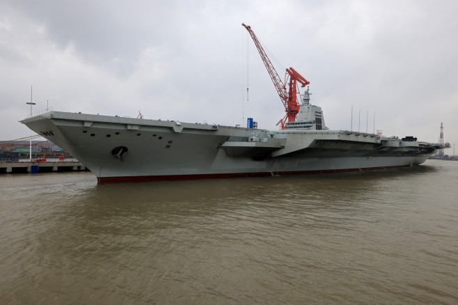 CHINA SHANGHAI AIRCRAFT CARRIER FUJIAN MAIDEN SEA TRIALS DEPARTURE (CN)