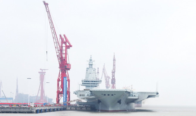 CHINA SHANGHAI AIRCRAFT CARRIER FUJIAN MAIDEN SEA TRIALS DEPARTURE (CN)