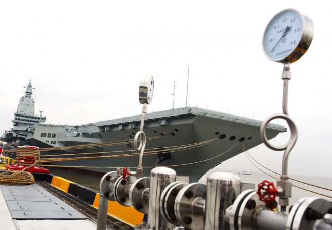 CHINA SHANGHAI AIRCRAFT CARRIER FUJIAN MAIDEN SEA TRIALS DEPARTURE (CN)