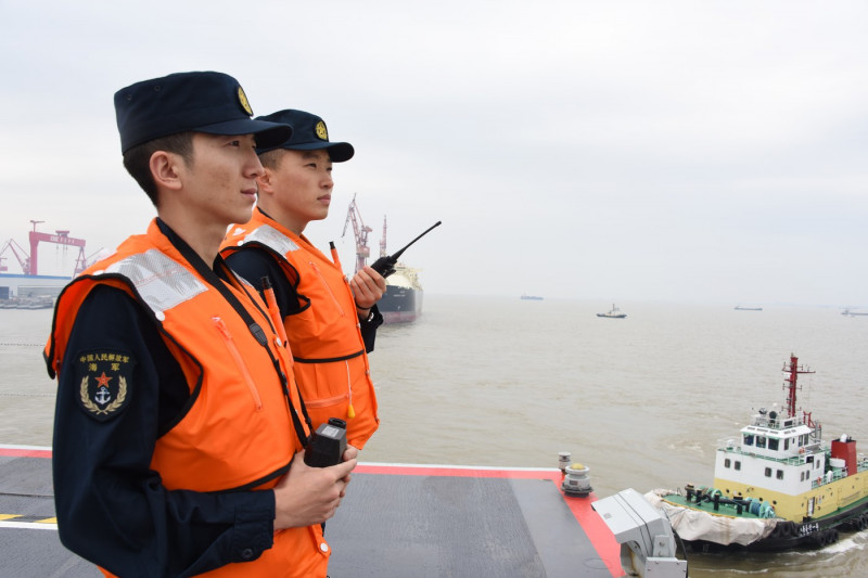 CHINA SHANGHAI AIRCRAFT CARRIER FUJIAN MAIDEN SEA TRIALS DEPARTURE (CN)