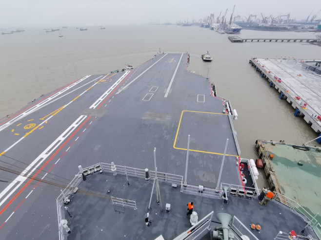 CHINA SHANGHAI AIRCRAFT CARRIER FUJIAN MAIDEN SEA TRIALS DEPARTURE (CN)