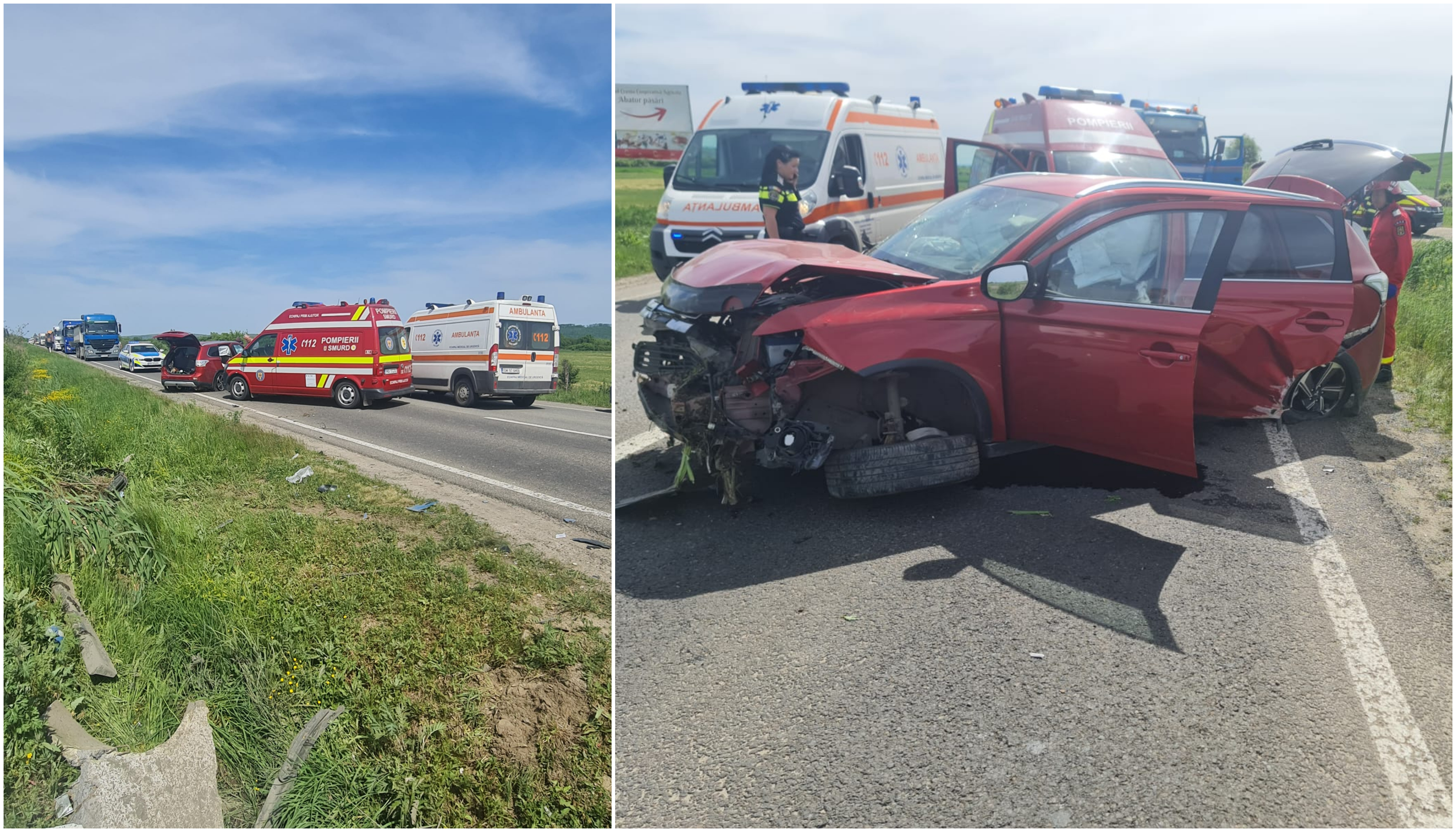 Doi copii și doi adulți au ajuns la spital, după ce un șofer de camion le-a tăiat calea în trafic, în Satu Mare