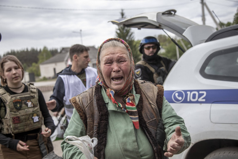 Evacuation of civilians from the Vovchansk city in Ukraine