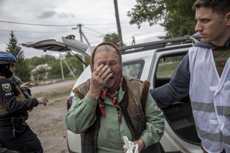 Evacuation of civilians from the Vovchansk city in Ukraine