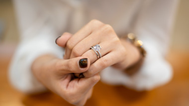 Engagement ring is a ring indicating that the person wearing it is engaged to be married