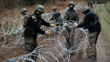 Barbed wire along Polish Russian border