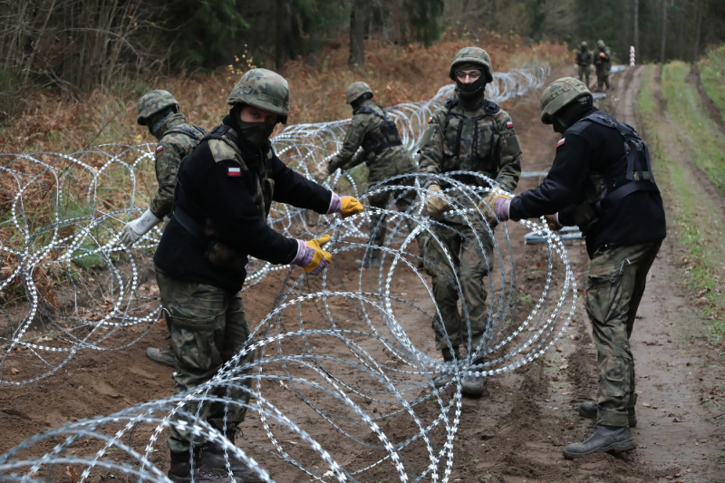 Barbed wire along Polish Russian border