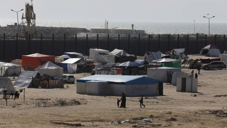 A camp for internally displaced Palestinians near the border with Egypt, in Rafah