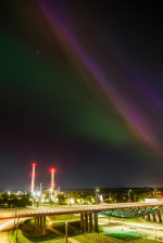 Northern lights (Aurora Borealis) light the sky in Vilnius, Lithuania -11 May 2024