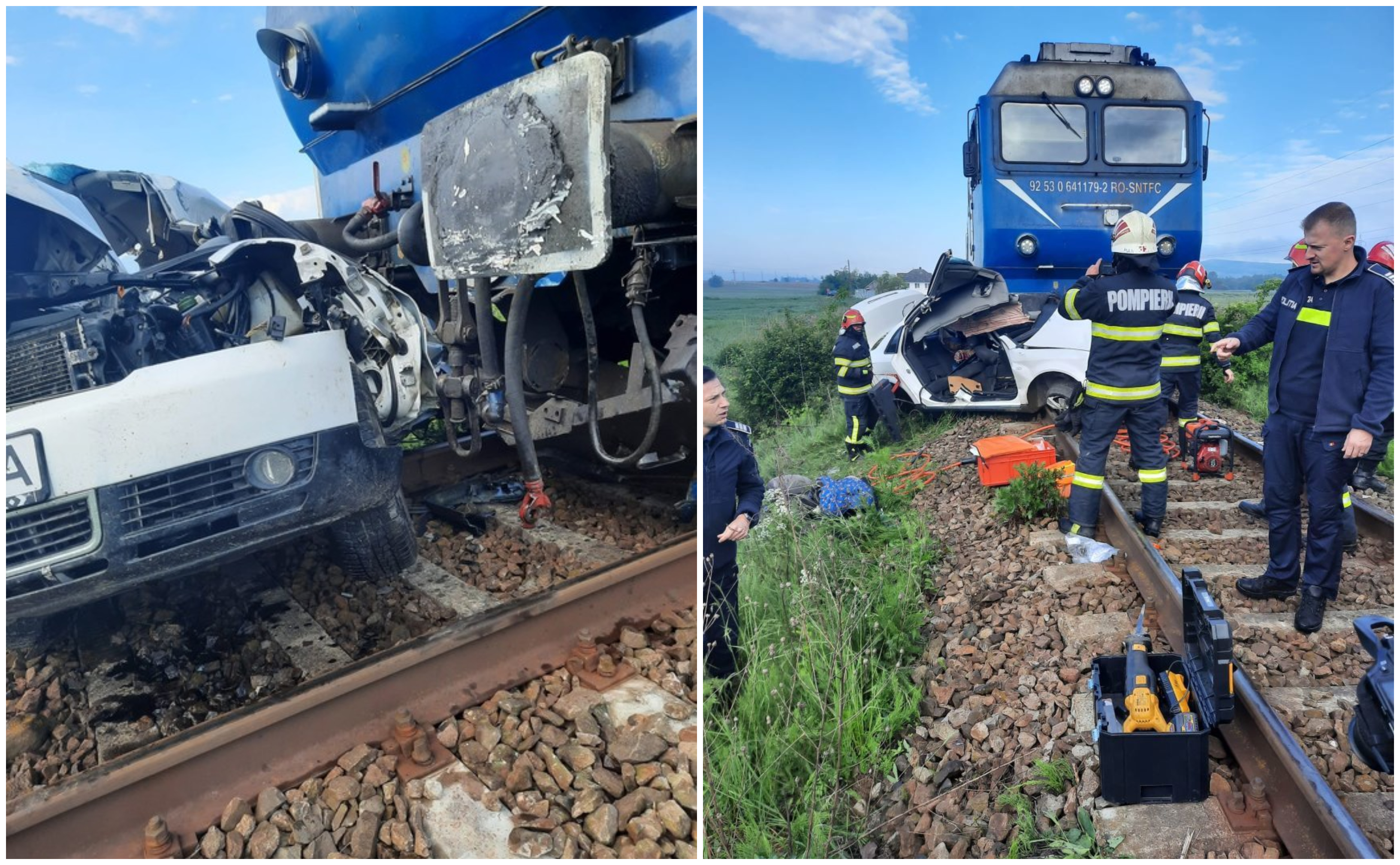 Un om a murit iar altul a fost rănit după ce o mașină a fost izbită de trenul Budapesta - București