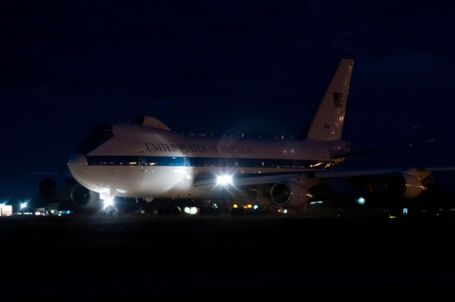 USAF Boeing E-4B Advanced Airborne Command Post (AACP), Nightwatch, follows the US president on international visits as command post in emergencies