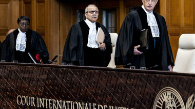 THE HAGUE - President Nawaf Salam (M) during the first day of a two-day hearing in the case brought by Mexico against Ecuador. Mexico has filed a complaint with the ICJ in response to a police raid on the Mexican embassy in Ecuador. Former Ecuadorian Vice